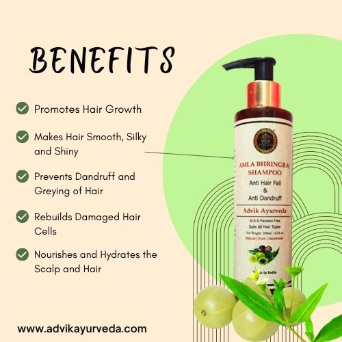 Advik Ayurveda Amla Bhringraj Shampoo for Hair Fall and Dandruff, 200 ml
