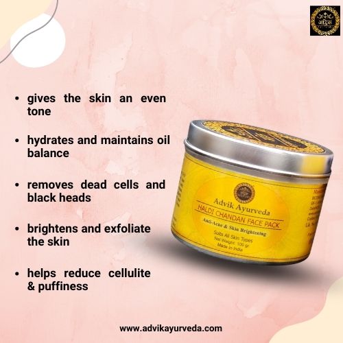 Advik Ayurveda Haldi Chandan Face Pack for Skin Whitening, 100 gm