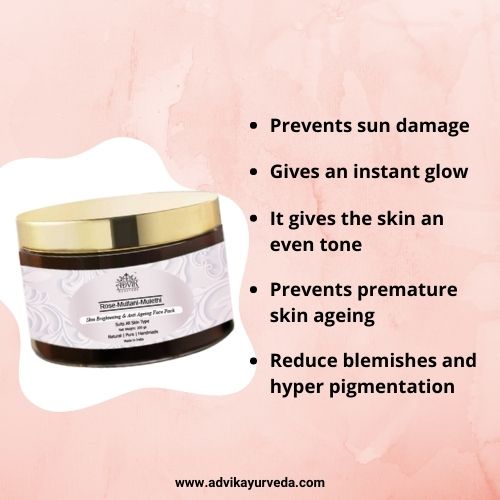Advik Ayurveda Rose Multani Mulethi Face Pack for Skin Brightening, 100 gr