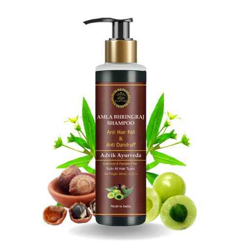 Advik Ayurveda Amla Bhringraj Shampoo for Hair Fall and Dandruff, 200 ml