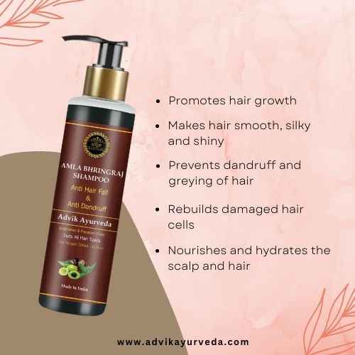 Advik Ayurveda Amla Bhringraj Shampoo for Hair Fall and Dandruff, 200 ml